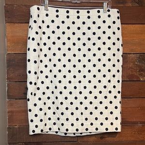 J.Crew 100% Cotton Tweed Polka Dot Pencil Skirt size 14